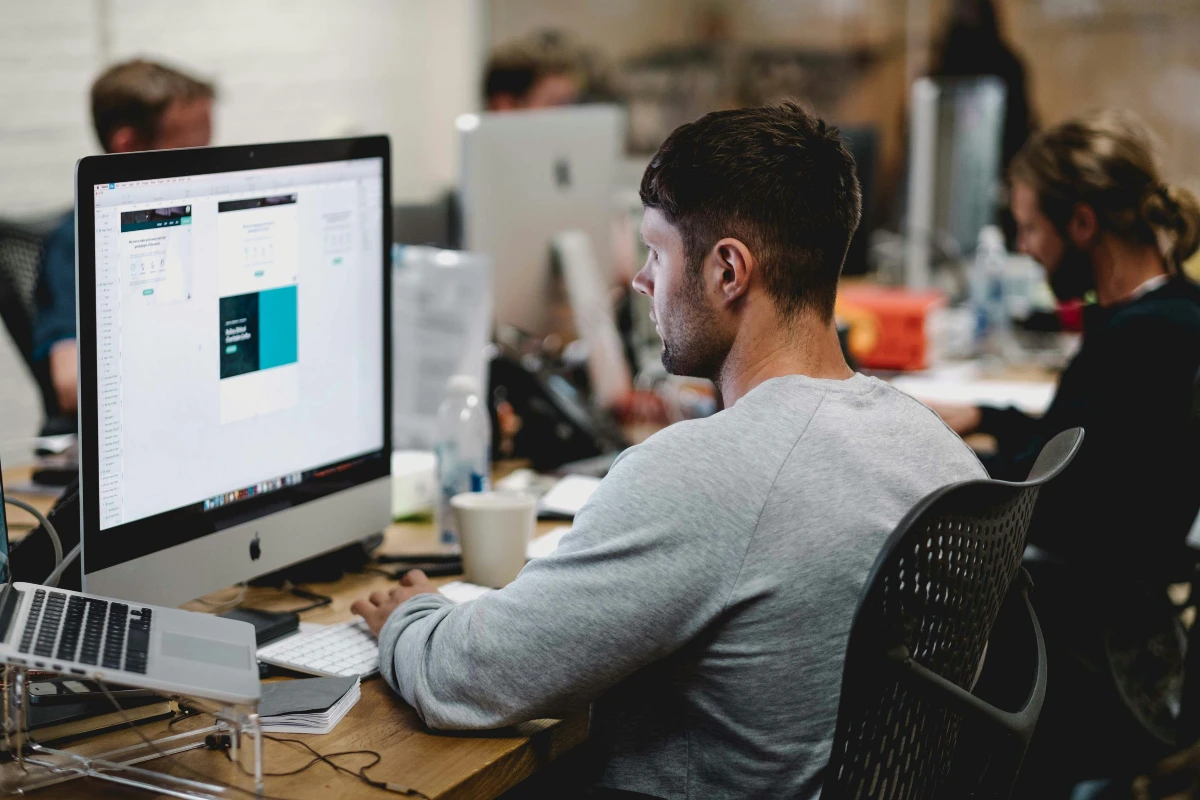 Professional workspace showing team collaboration